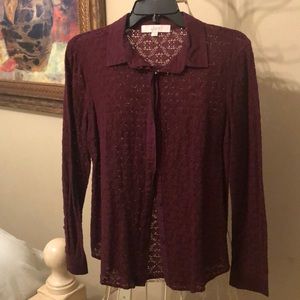 Maroon - Loft - lace shirt - long sleeve
